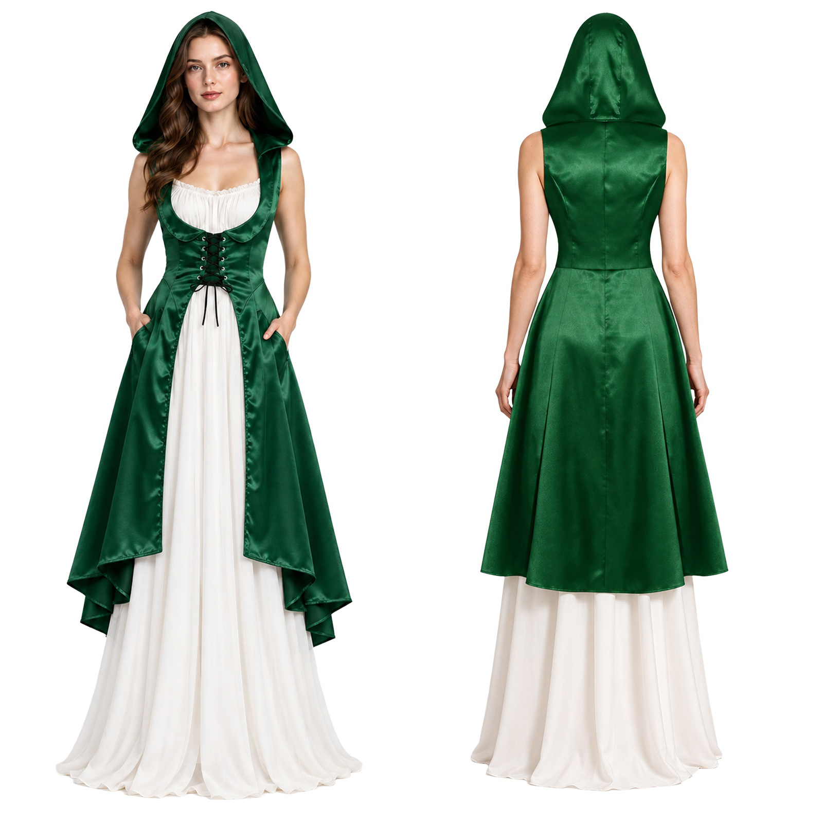 Dresses - Vestido medieval renascentista vitoriano com laços,
