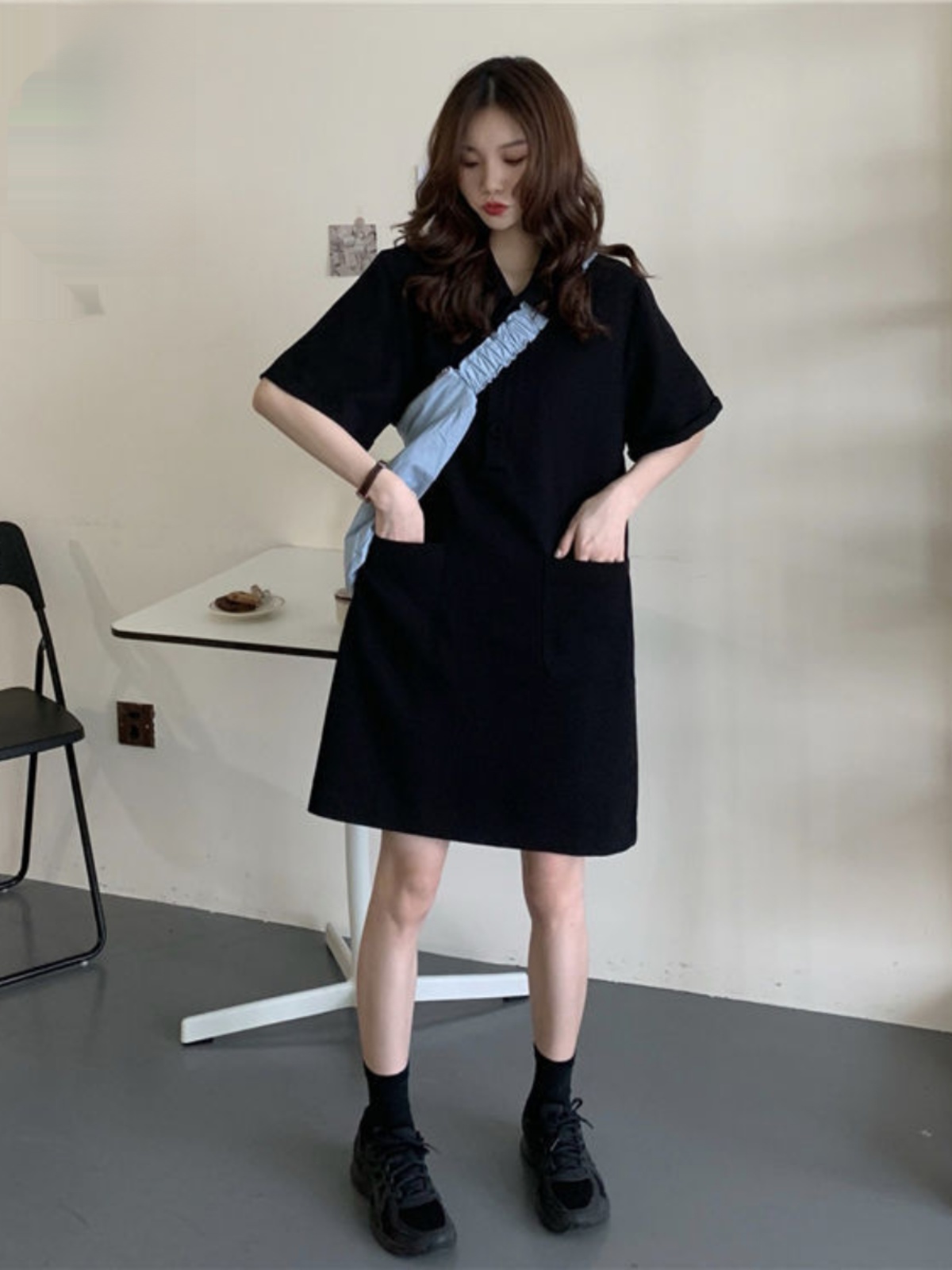 Korean Style A Line Shirt Dress - Vestido Feminino Plus Size Estilo Coreano