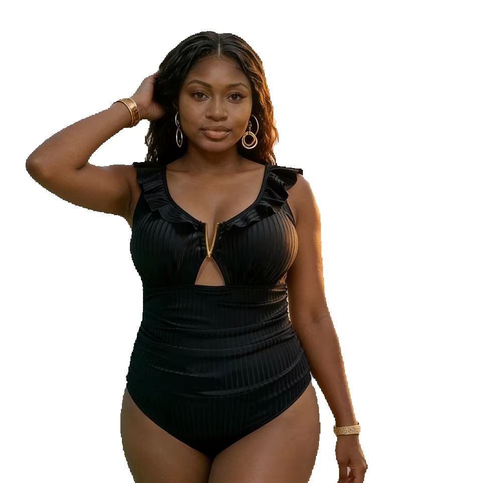 Swimwear - Maiô feminino plus size com babados,
