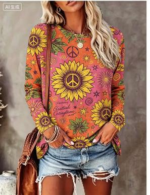 Blouses - Camiseta Feminina de Manga Longa com
