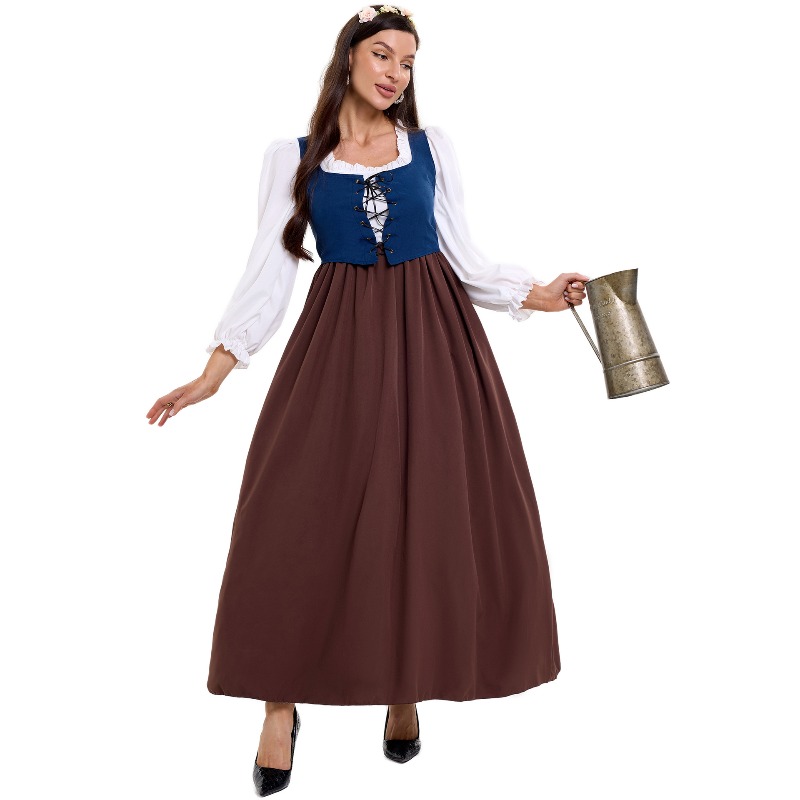 Tops - Fato de camponesa vintage para mulher,