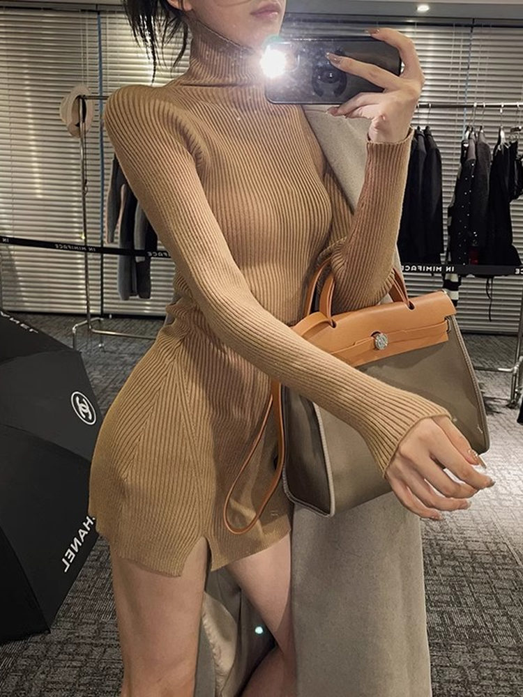 Vestido curto feminino bodycon - Bodycon Long Sleeve Ribbed Dress avaliação e preço