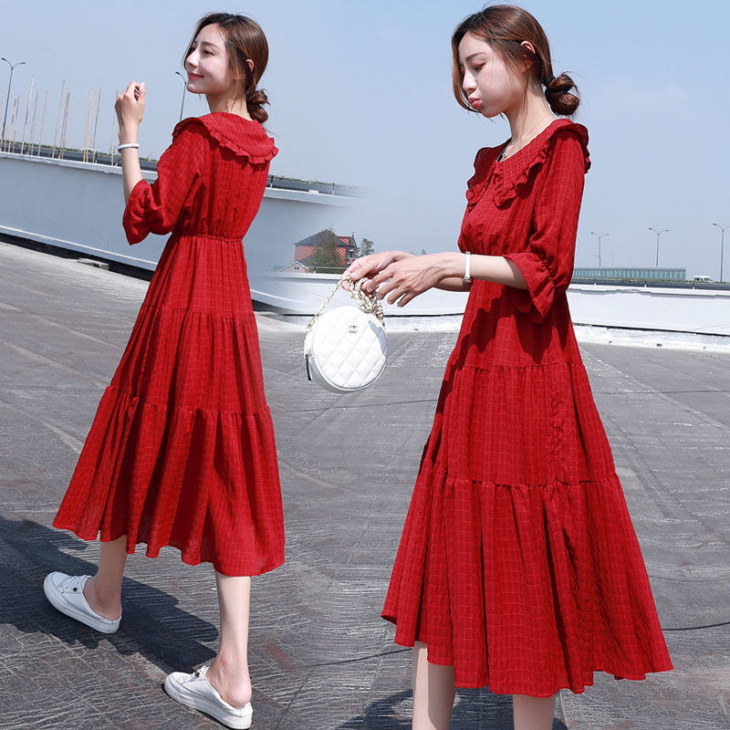 Midi moda elegante 2021 puff m - French Vintage Floral Midi Dress avaliação e preço