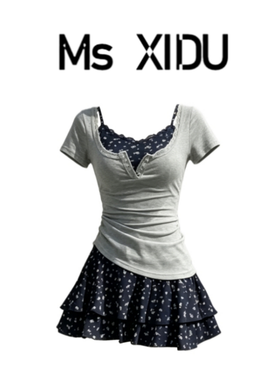 Conjunto de Roupa de Verão Est - Korean Style A Line Shirt Dress avaliação e preço