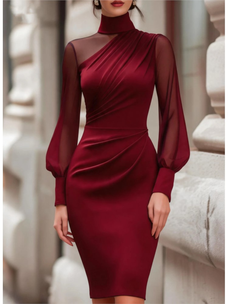 Novo Vestido Midi Bodycon Eleg - Sexy Mesh Sheer Bodycon Dress avaliação e preço