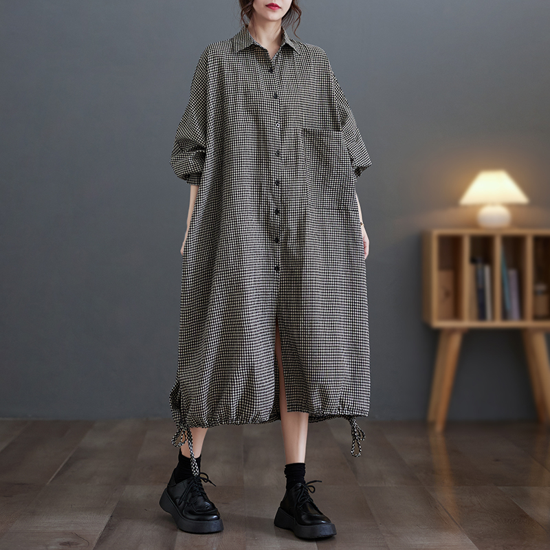 Vestido Elegante Casual de Alg - Casual Loose Linen Shirt Dress avaliação e preço