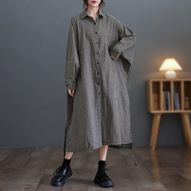 Vestido Elegante Casual de Alg - Casual Loose Linen Shirt Dress avaliação e preço