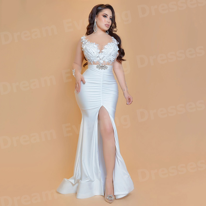 Vestidos de Noite Elegantes Br - Elegant Satin Evening Gown Split avaliação e preço