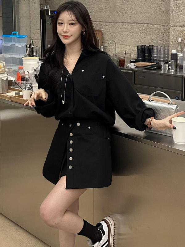 Vestido Camisa Branco Feminino - Korean Style A Line Shirt Dress avaliação e preço