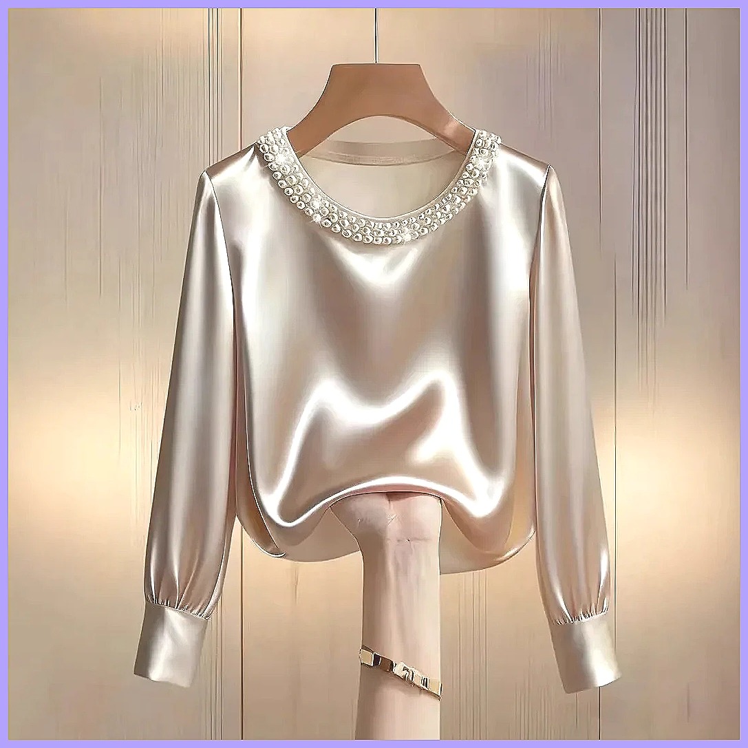 Blusa Elegante de Cetim com Co - Blouses avaliação e preço