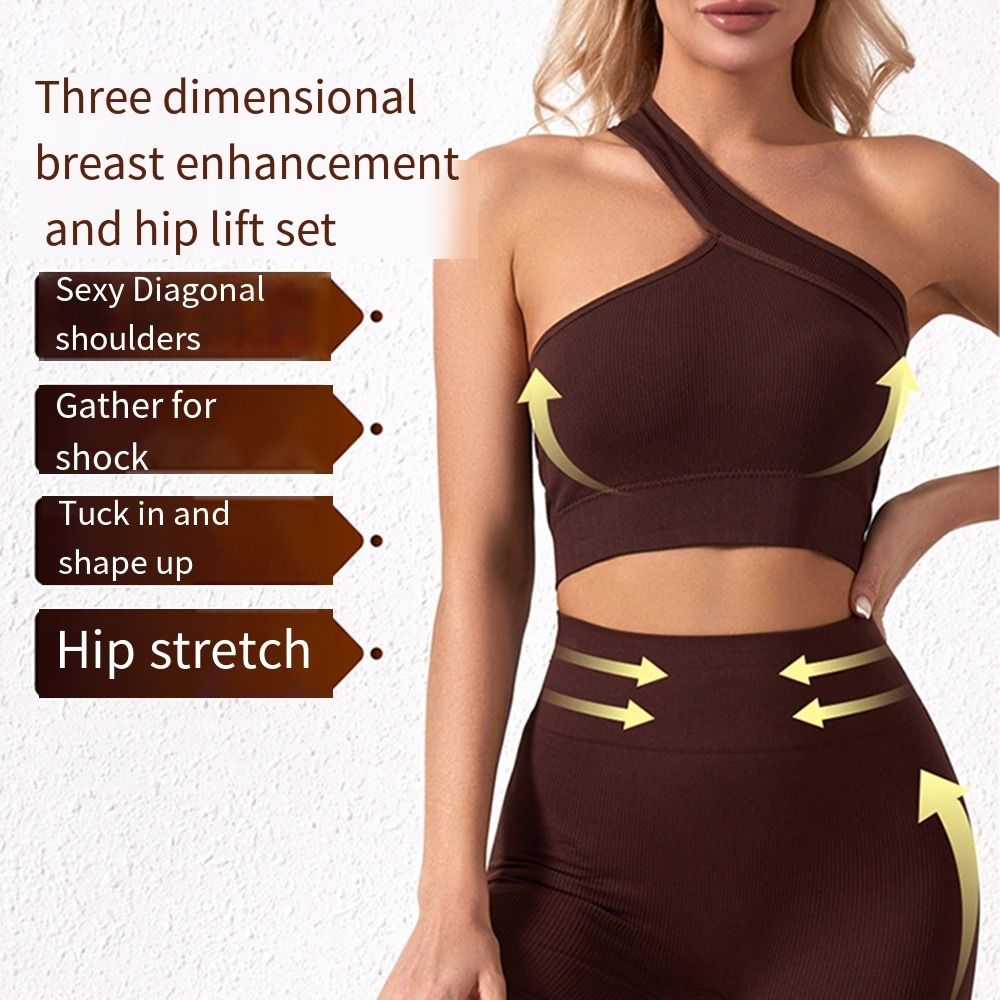 Conjunto de 2 Peças Casual Sem - Seamless Ribbed Workout Tank Top avaliação e preço