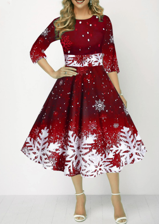 Vestidos de Natal de inverno f - French Vintage Floral Midi Dress avaliação e preço