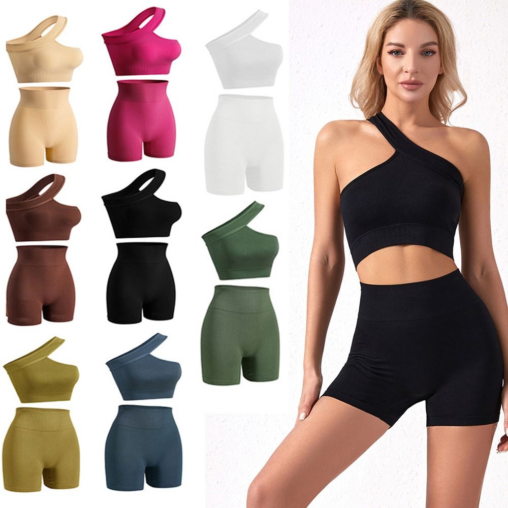 Conjunto de 2 peças de roupa e - Seamless Ribbed Workout Tank Top avaliação e preço