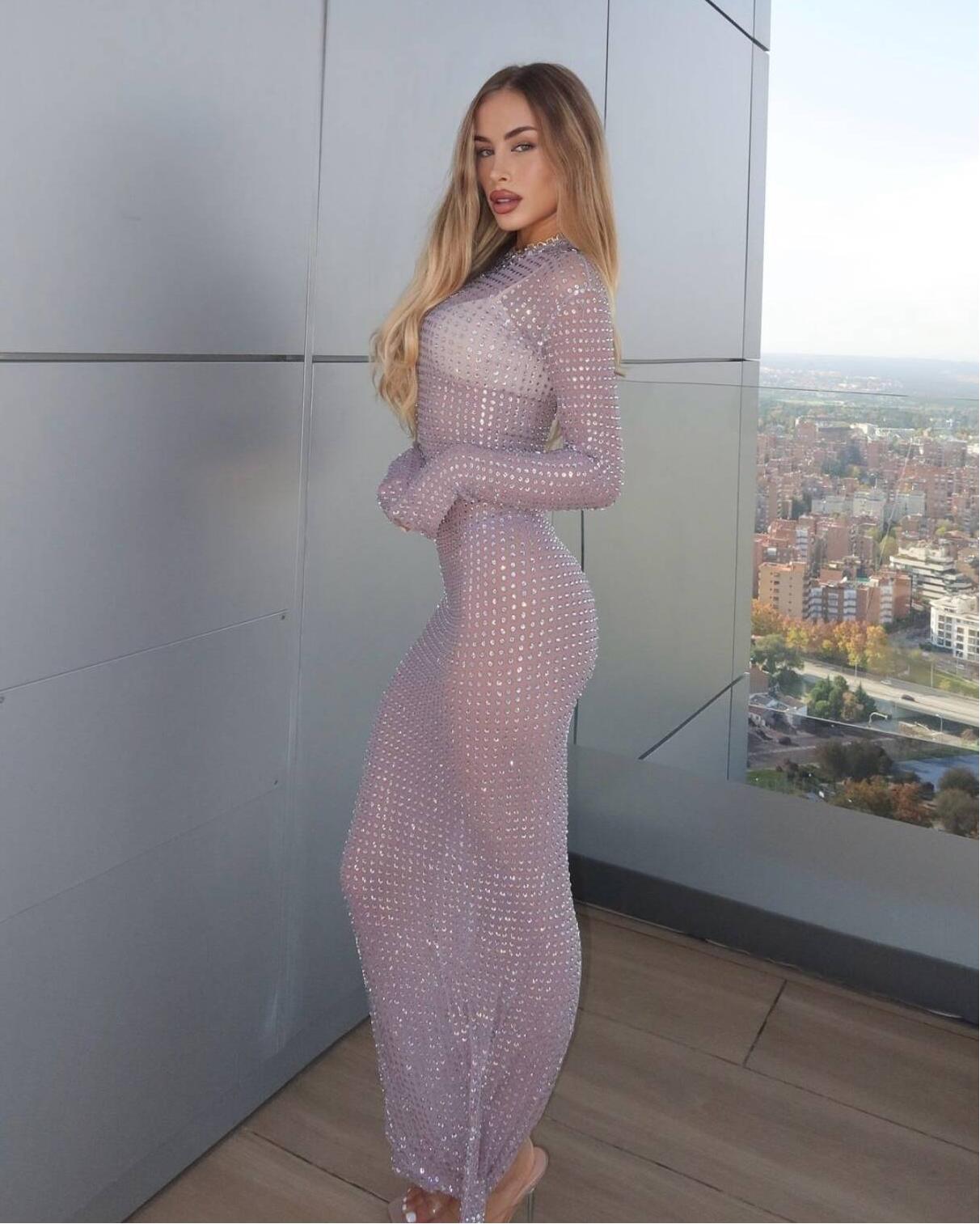 2025 novo vestido de sessão de - Sparkly Rhinestone Club Party Dress avaliação e preço