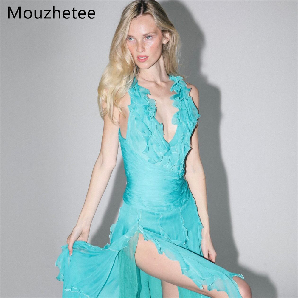 Vestido de Festa Simples Mouzh - Elegant Satin Evening Gown Split avaliação e preço