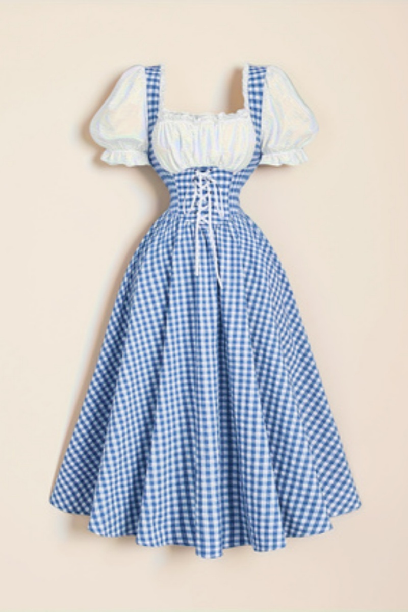 Vestido feminino fashion azul  - French Vintage Floral Midi Dress avaliação e preço