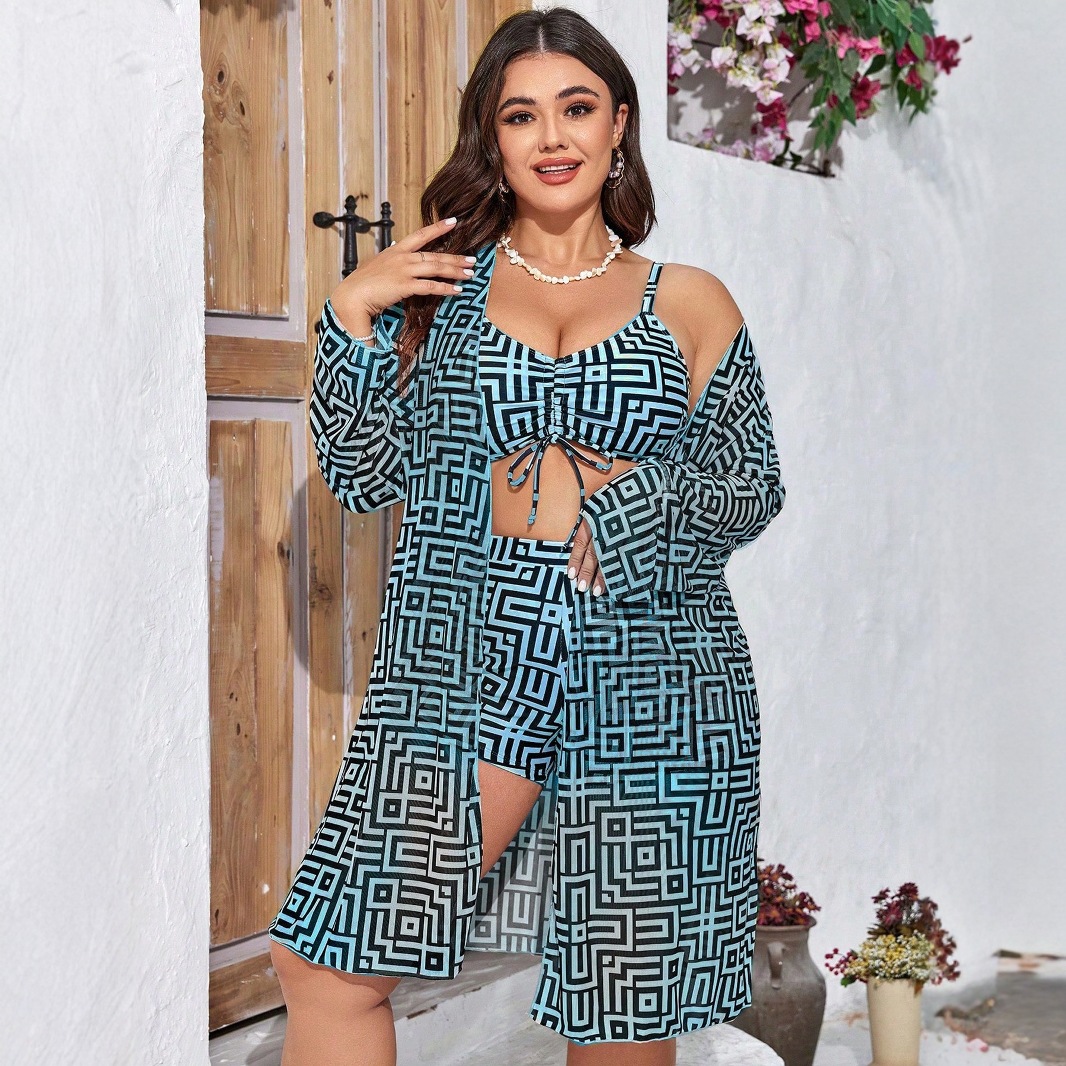 Maiô Plus Size com estampa geo - Tops avaliação e preço