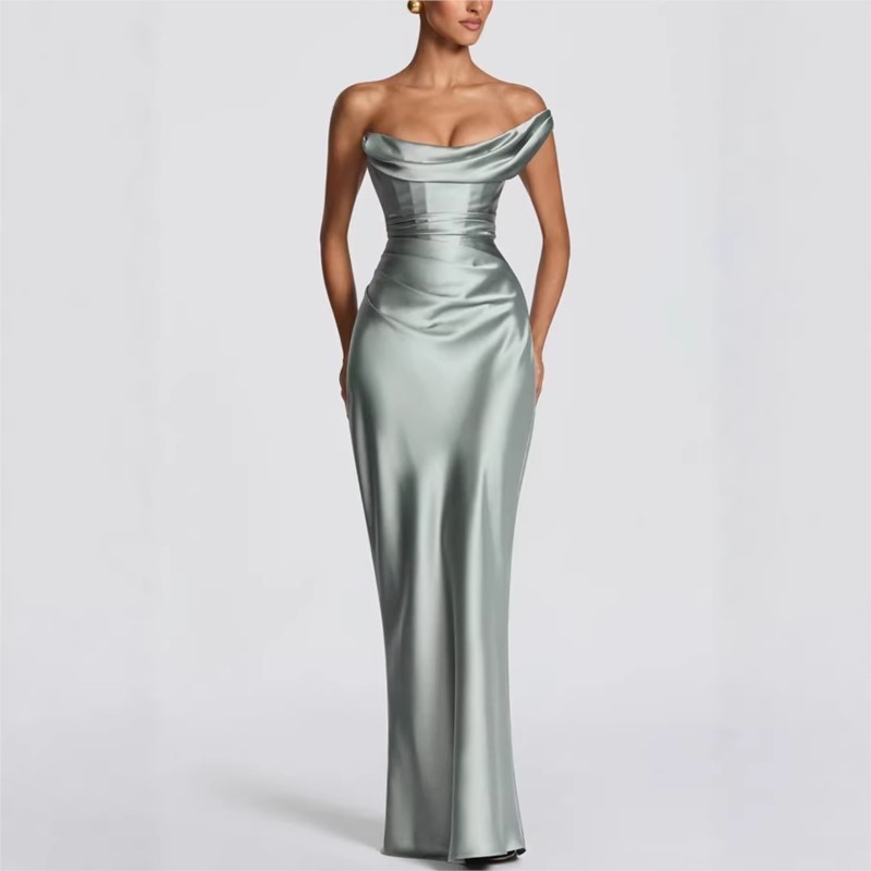Vestido de Cetim Sexy e Elegan - Elegant Satin Evening Gown Split avaliação e preço