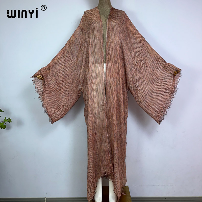 WINYI Novo Cardigã Feminino Co - Boho Summer Beach Maxi Dress avaliação e preço